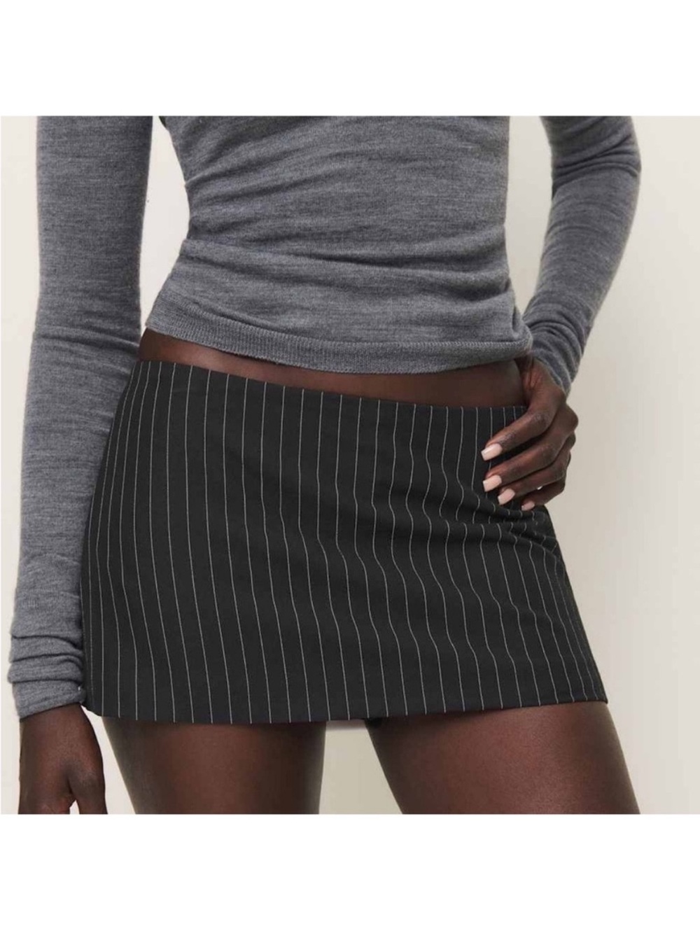 Reformation Pinstripe Mini Skort- Black